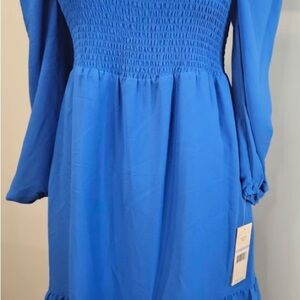 Blue Smocked Bodice Dress